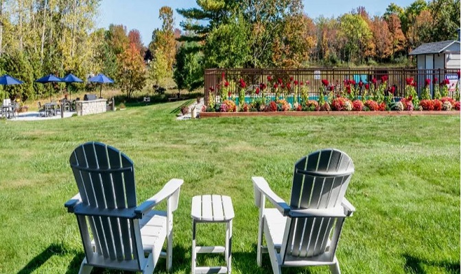 View from first floor fire pit and pool area